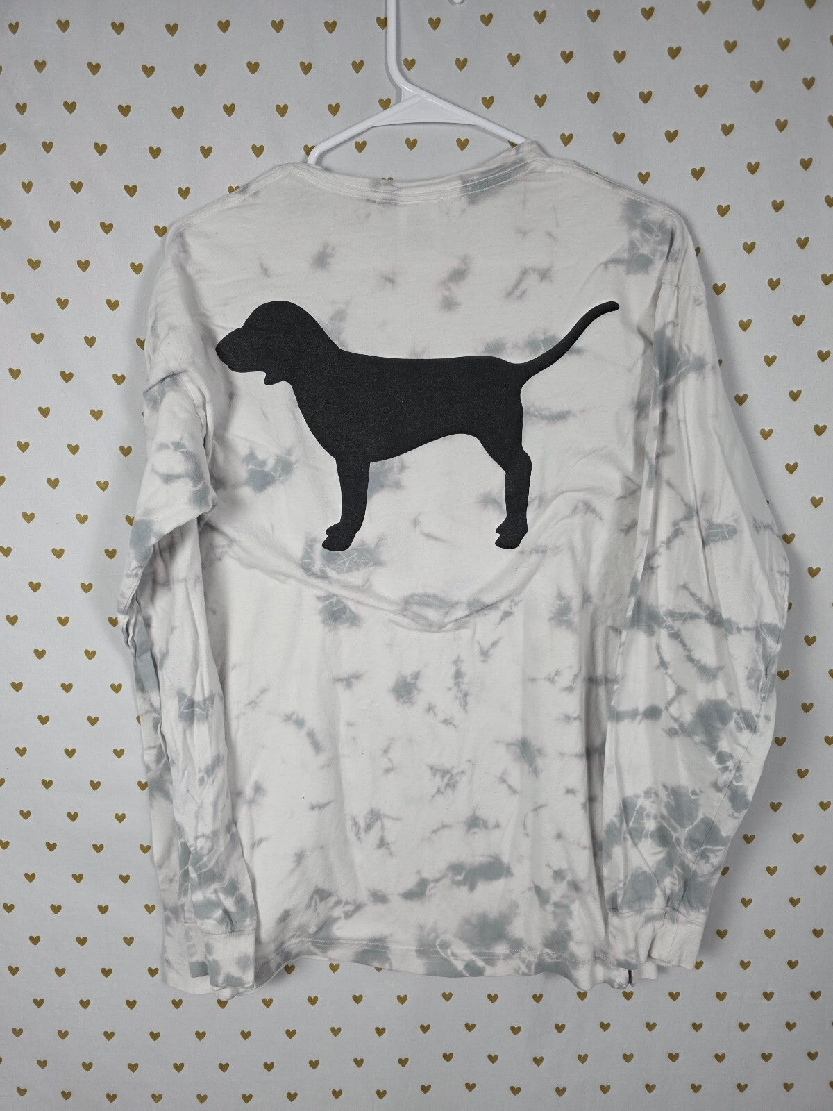 Victorias Secret PINK Dog logo Tee shirt campus Long sleeve Pocket SMALL