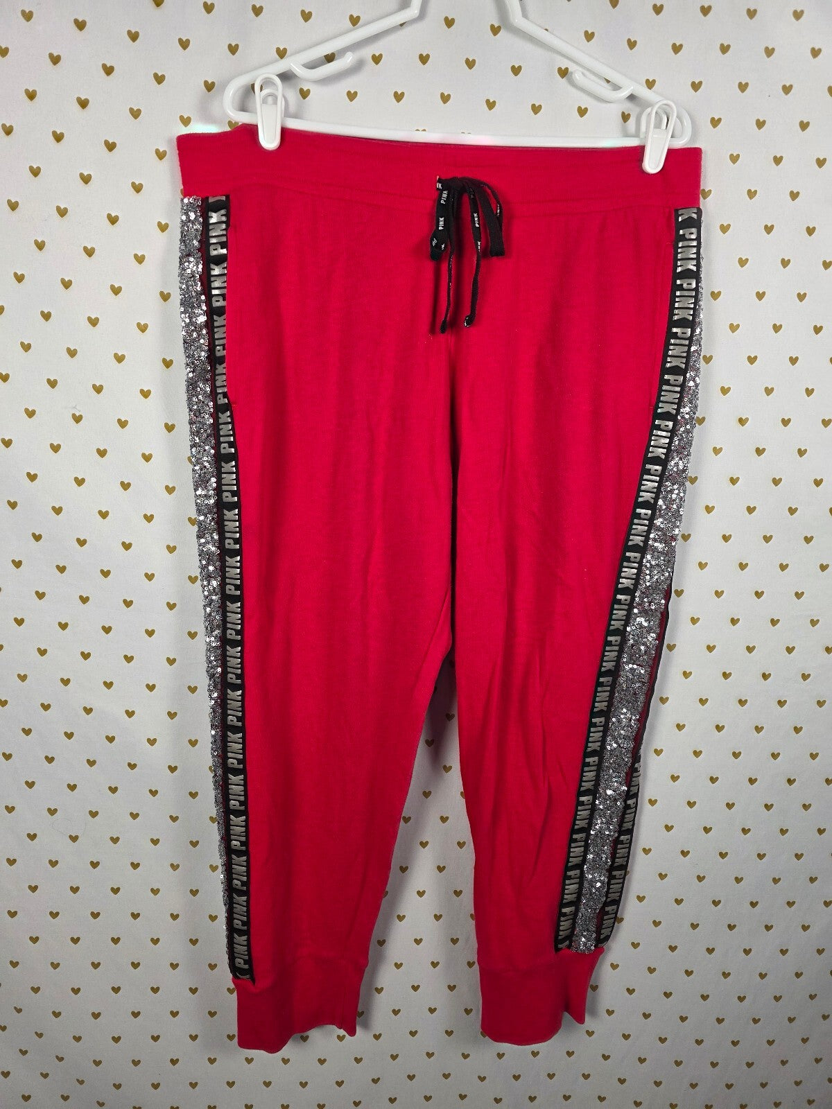 Victorias Secret Pink Red Mermaid Bling Hoodie Jacket Sweats SET XL 2pc HTF