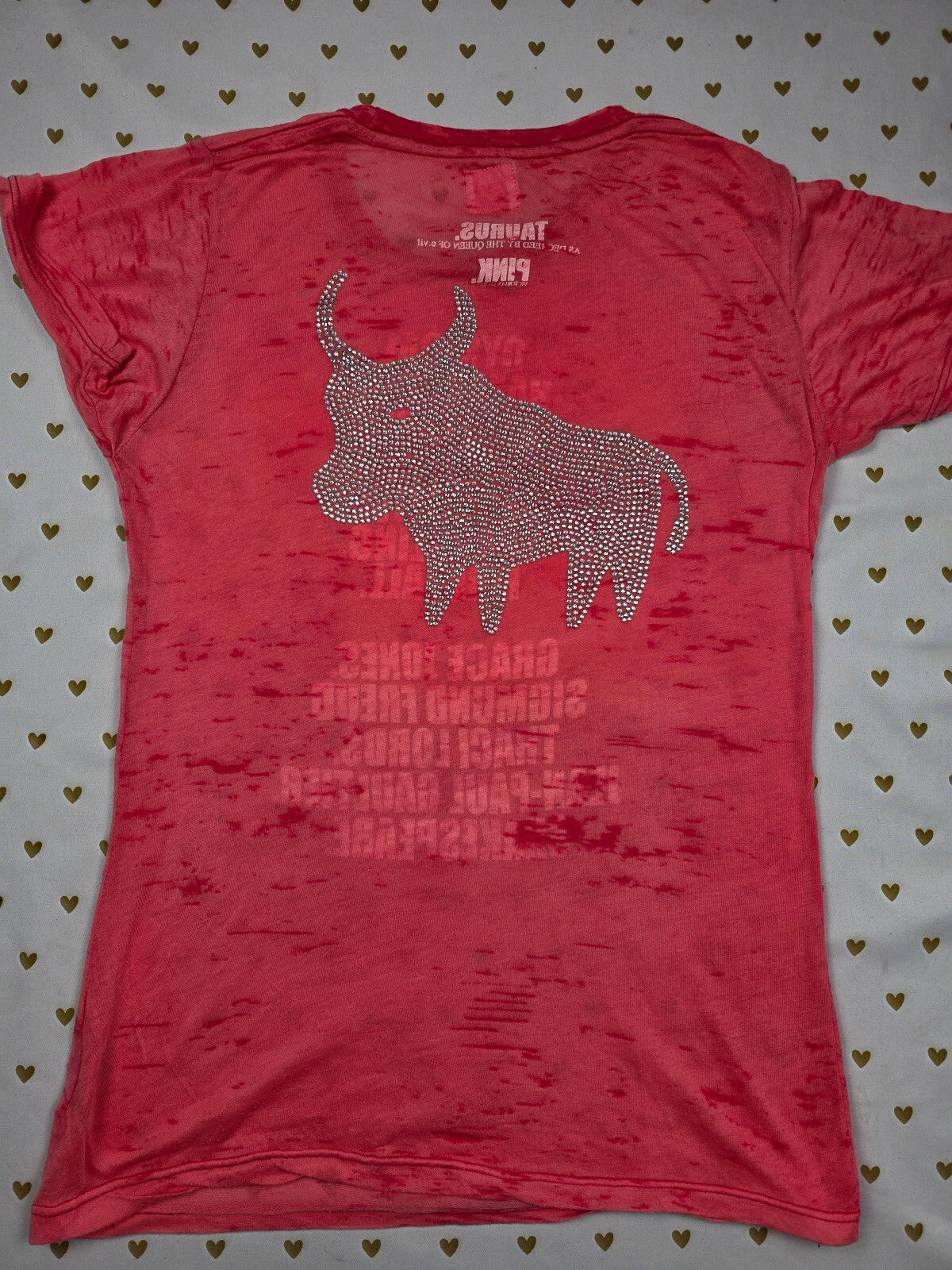 Victoria's Secret PINK Queen e.vil Taurus Zodiac Rhinestone Y2K Tee M