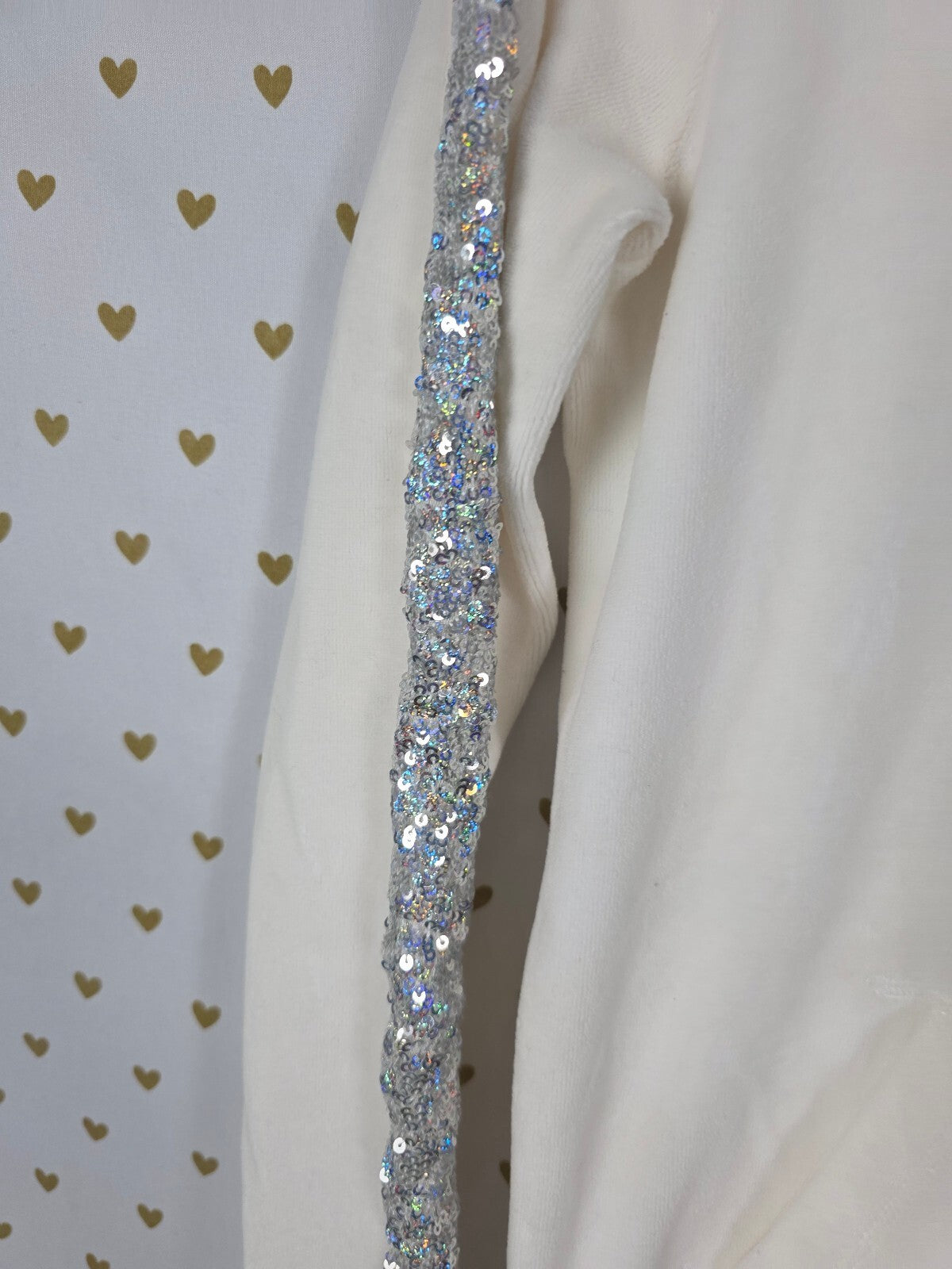 Victorias Secret Pink BLING white Velour Crest logo Full zip Hoodie Jacket SM