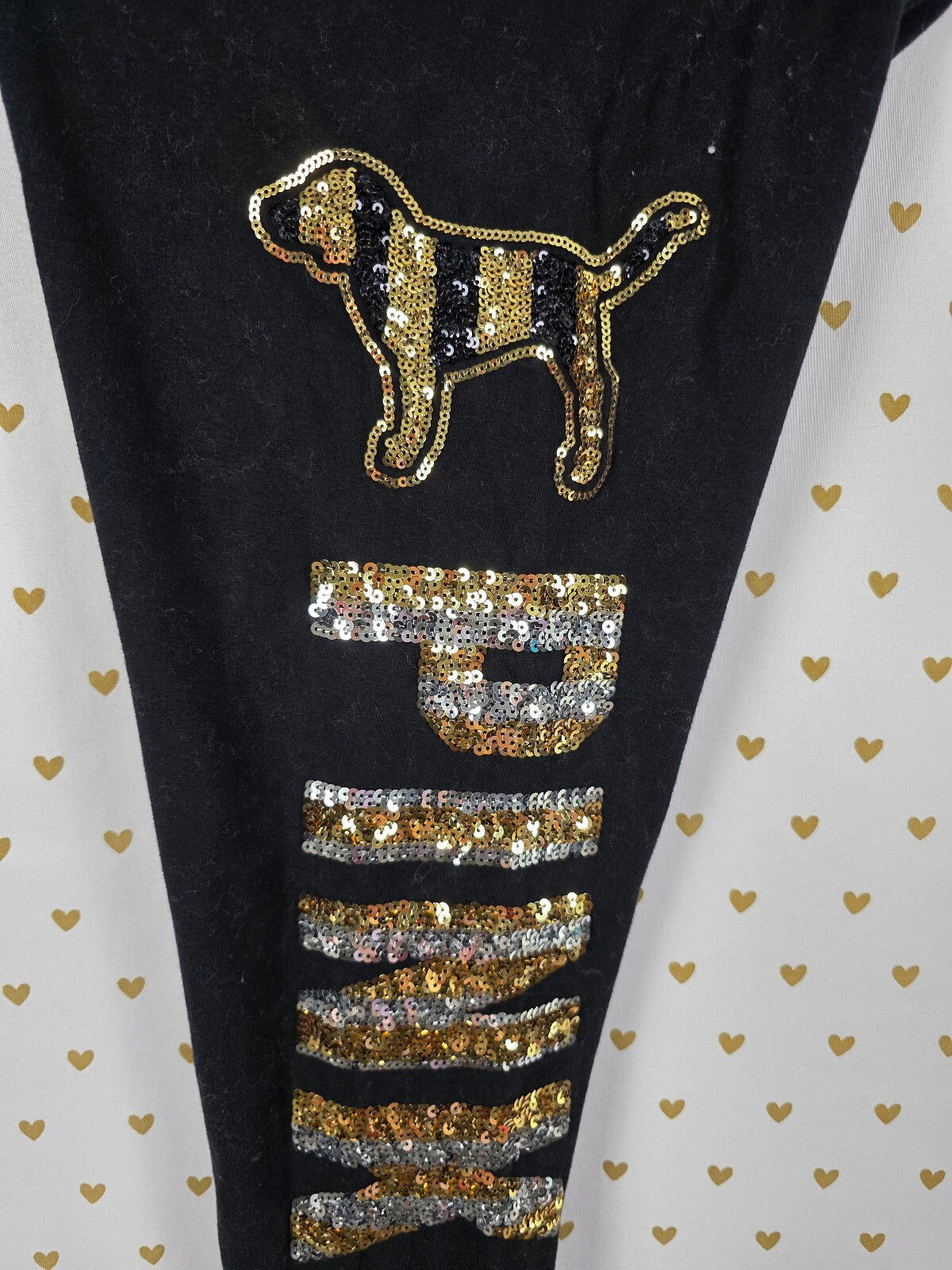 Victorias Secret PINK BLING DOG Yoga Pants Ankle Sequined Logo XS