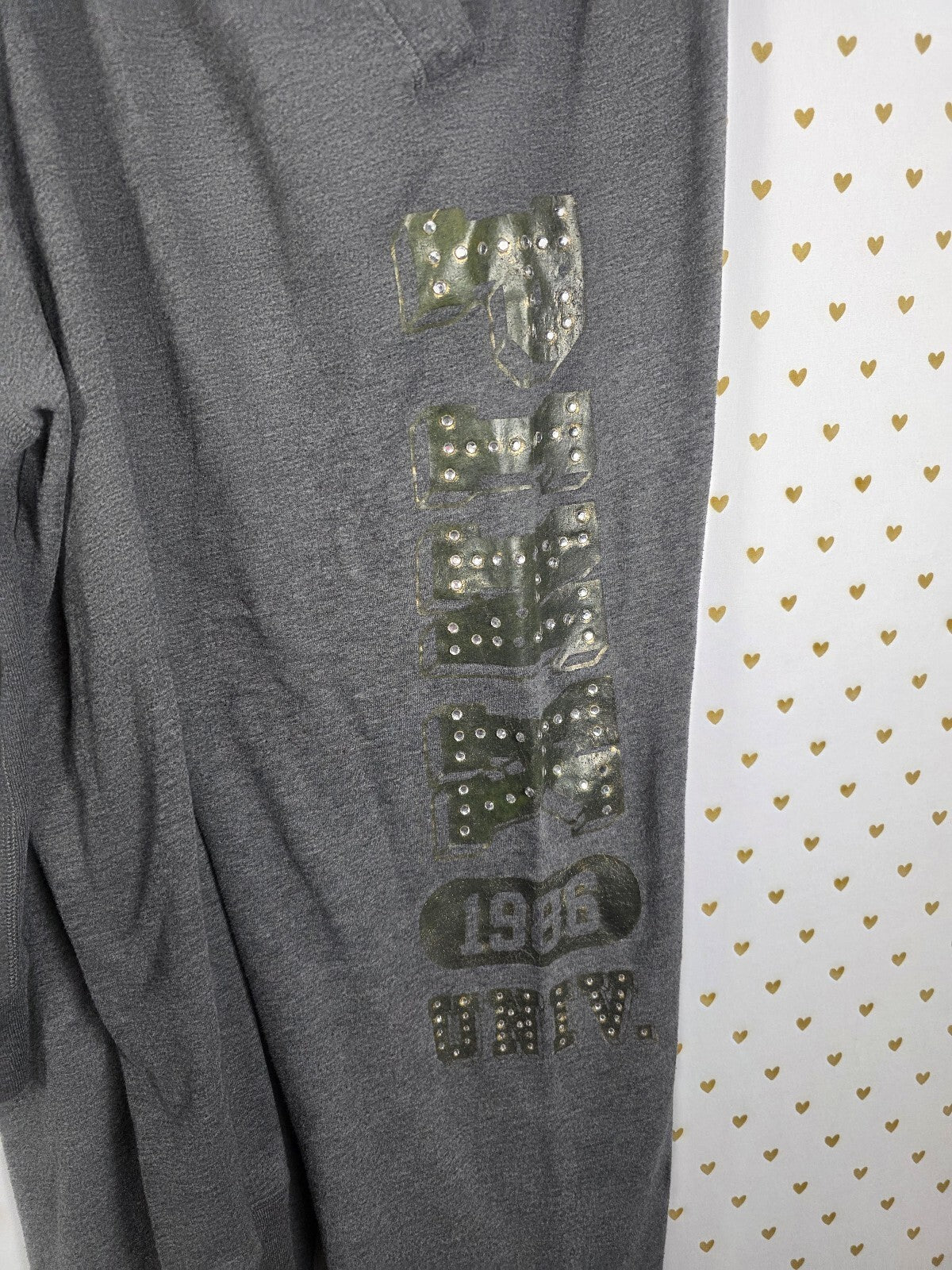 Victorias Secret PINK Boyfriend Sweats Hoodie Bling Vintage Y2k SET 2pc Medium