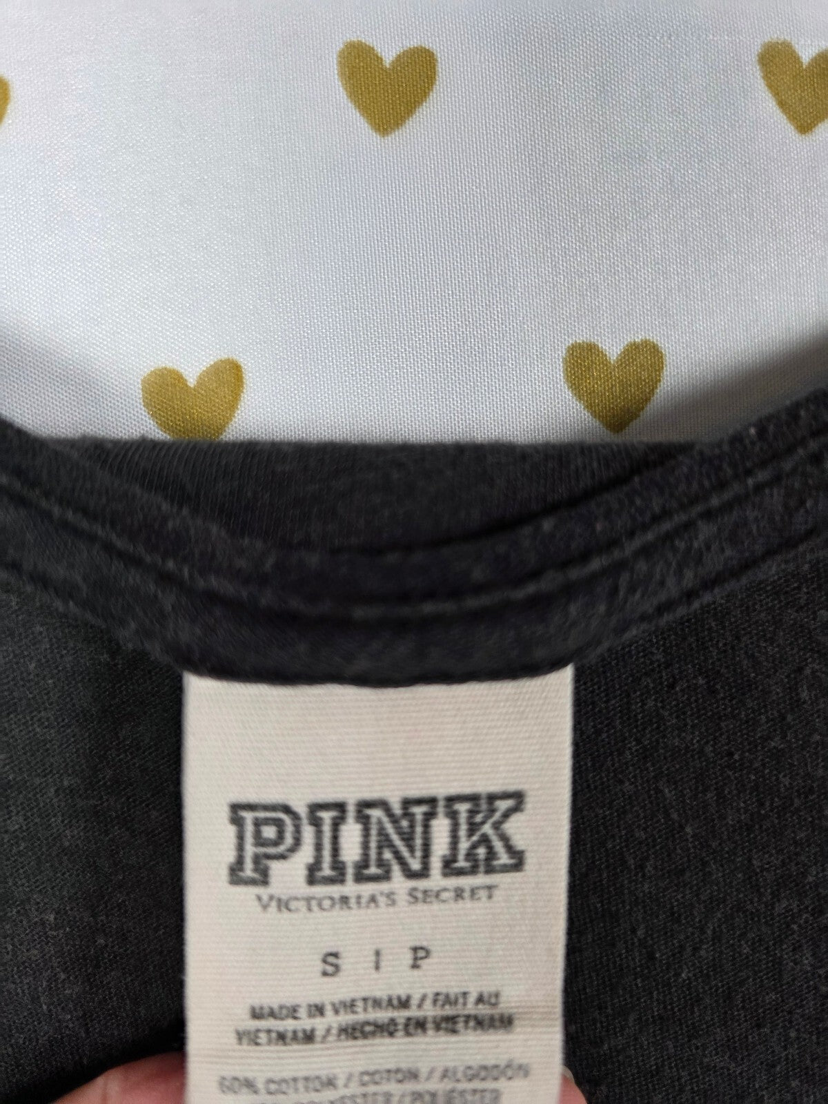 Victorias Secret PINK Vintage Gradient Bling Sequined tee shirt Black Small