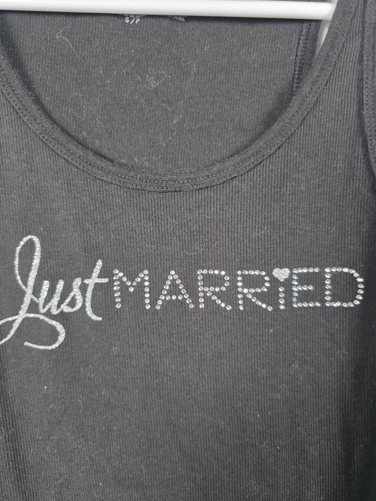 Victorias Secret Just Married Bling Studded I DO tank Top Black Small