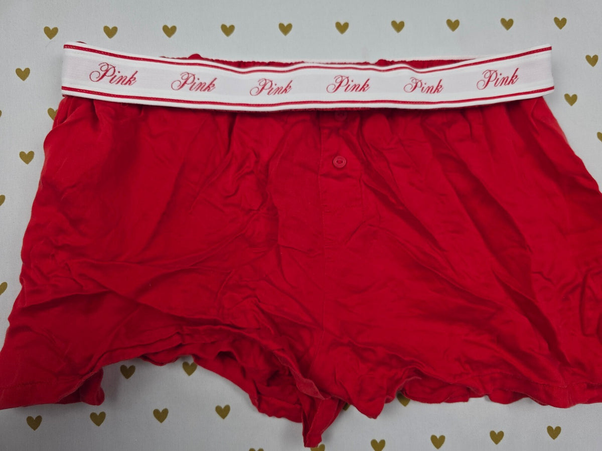 Victorias Secret PINK Sllky SLEIGH QUEEN SMALL Sleep Shorts Boxers Pajama Bottom