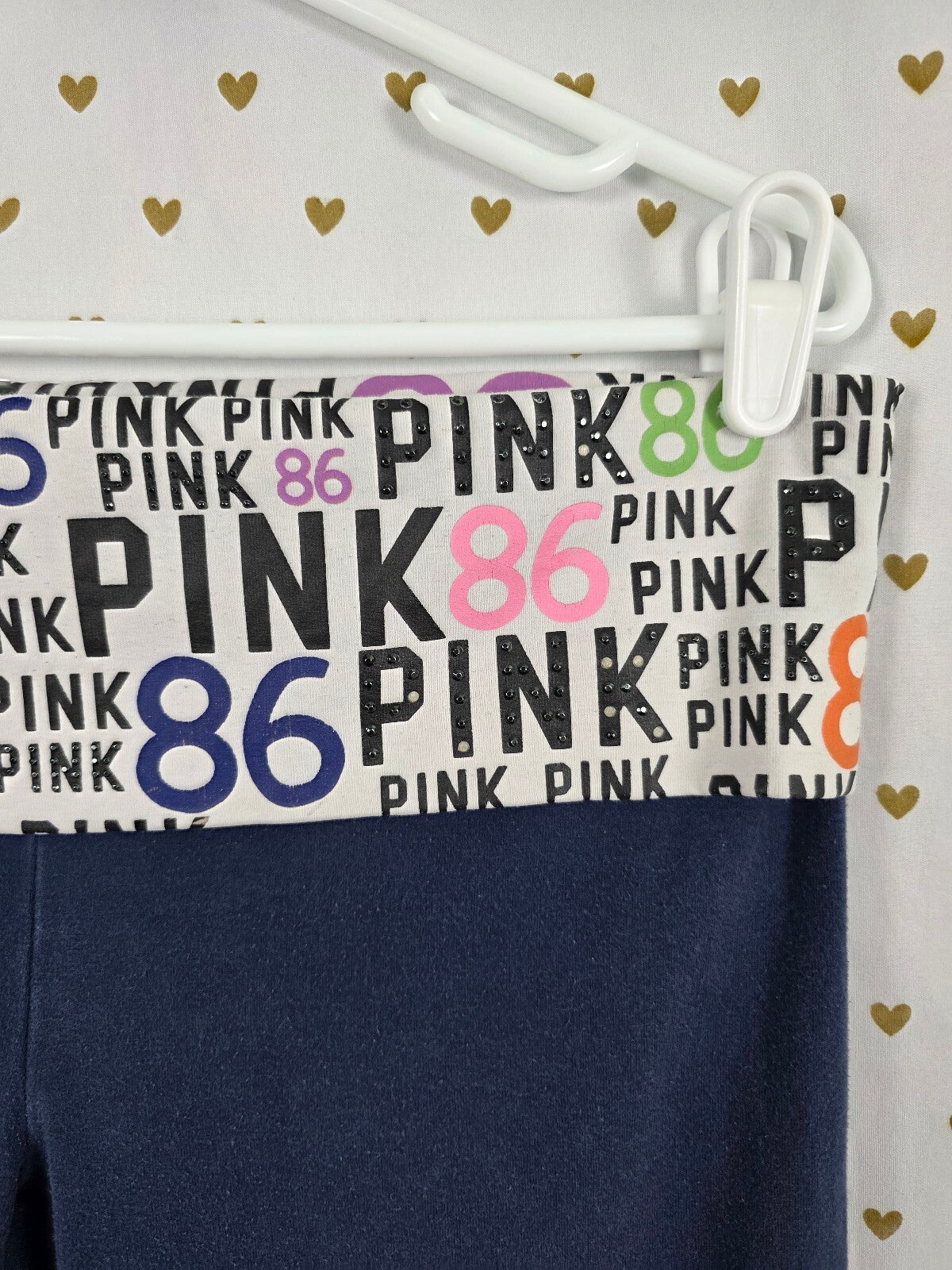 Victorias Secret PINK Vintage Blue Flare Foldover Yoga Pants Y2k HTF Large