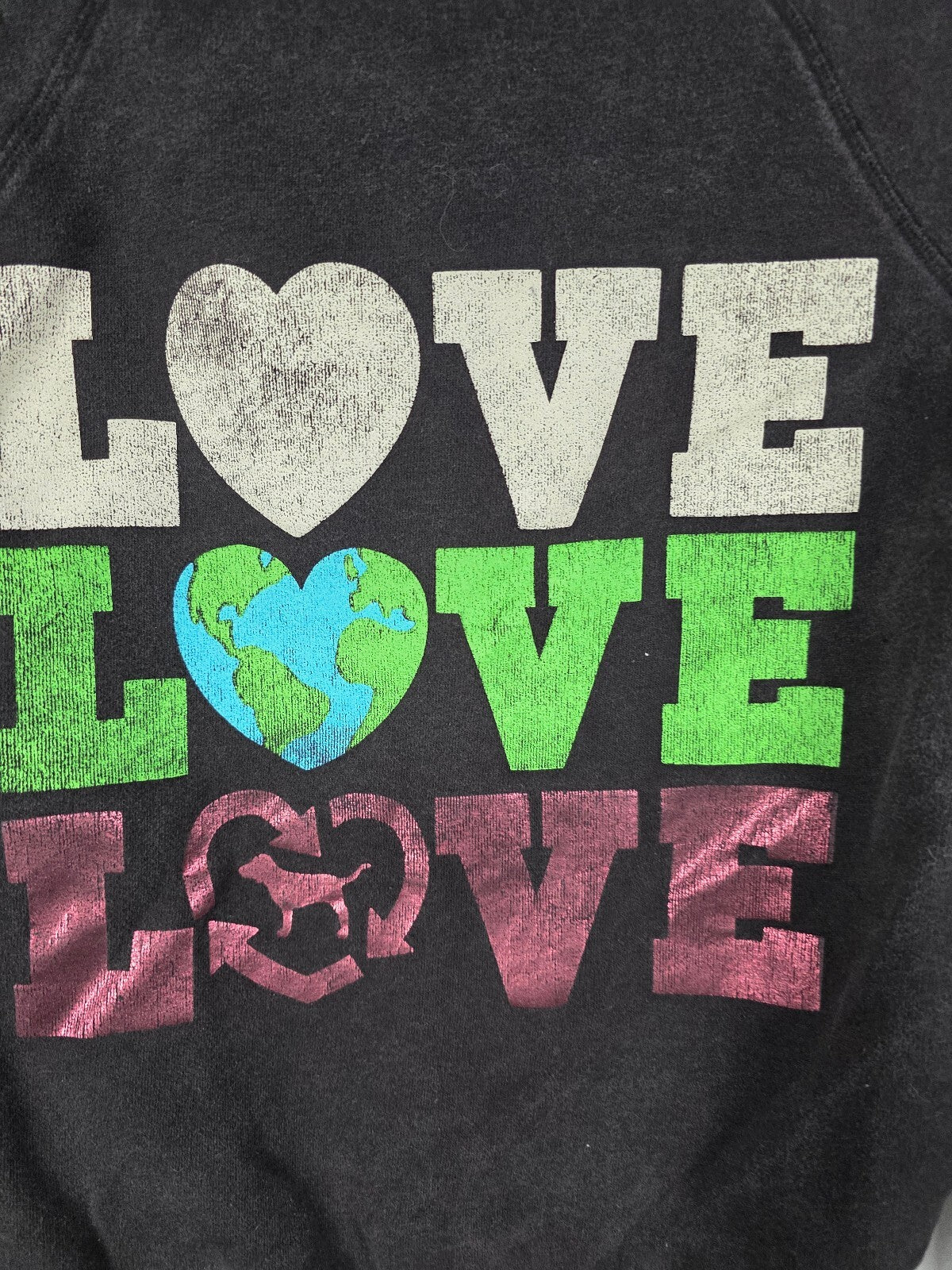 Victorias Secret Pink Vintage LOVE Recycle Y2k Hooded Sweater Jacket XS