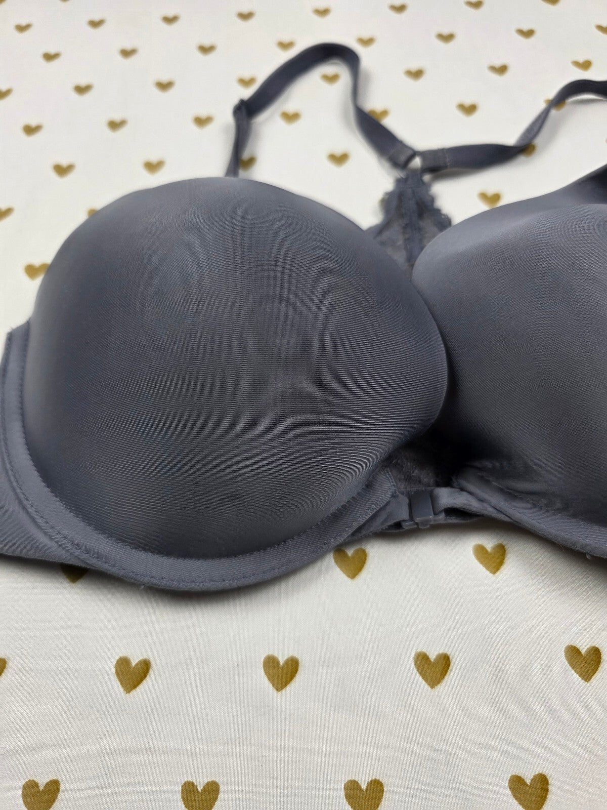 Victorias Secret Grey Front Close Push Up Racerback Bra 32D