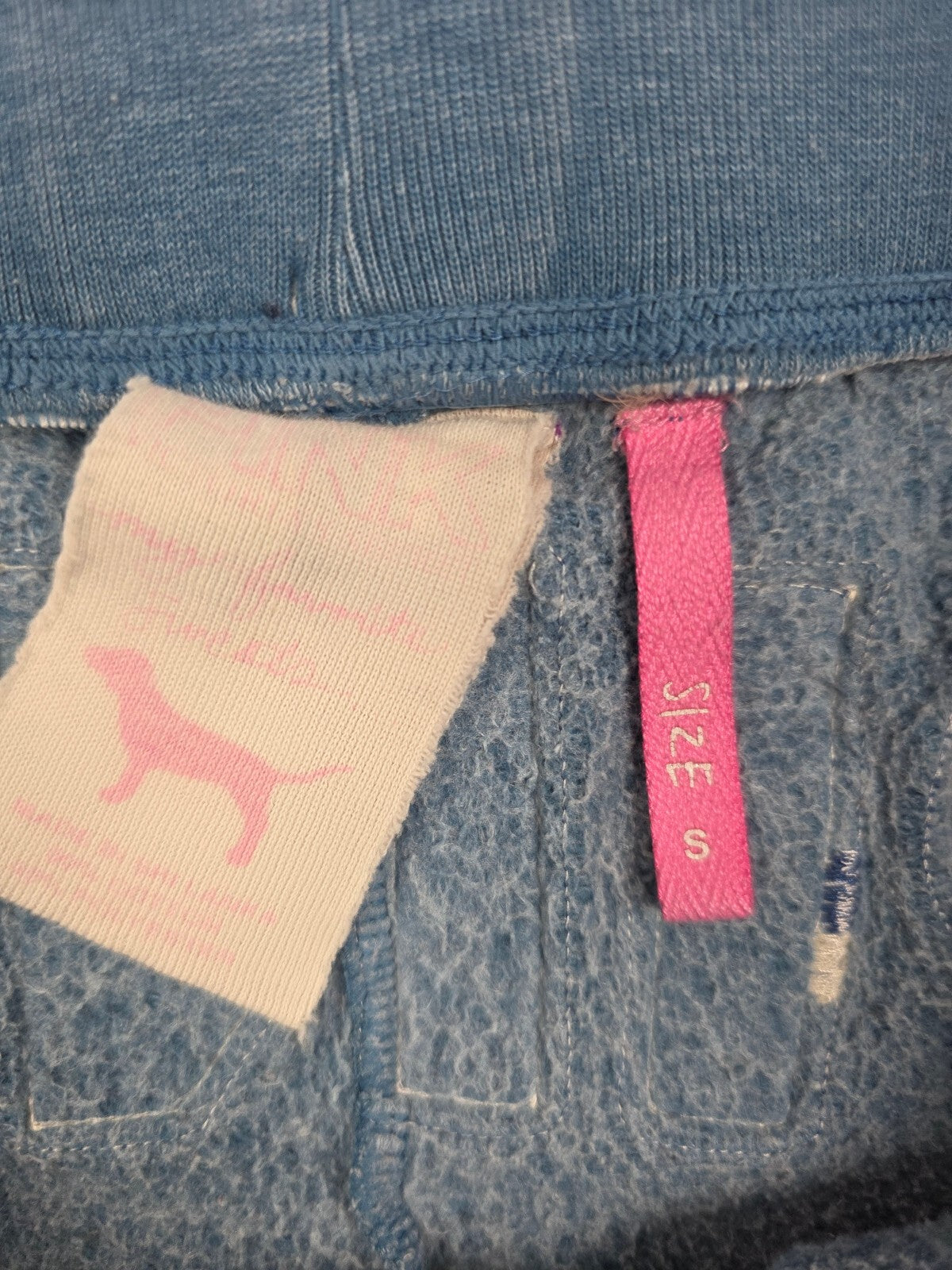 Victorias Secret PINK Logo Butt VINTAGE Y2k Sweat Shorts Blue SMALL