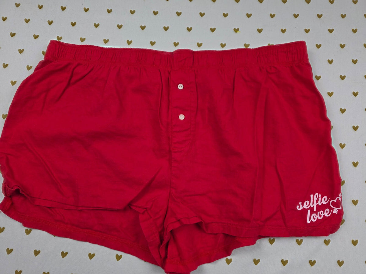 Victorias Secret PINK Red Selfie Large Sleep Shorts Boxers Pajama Bottoms
