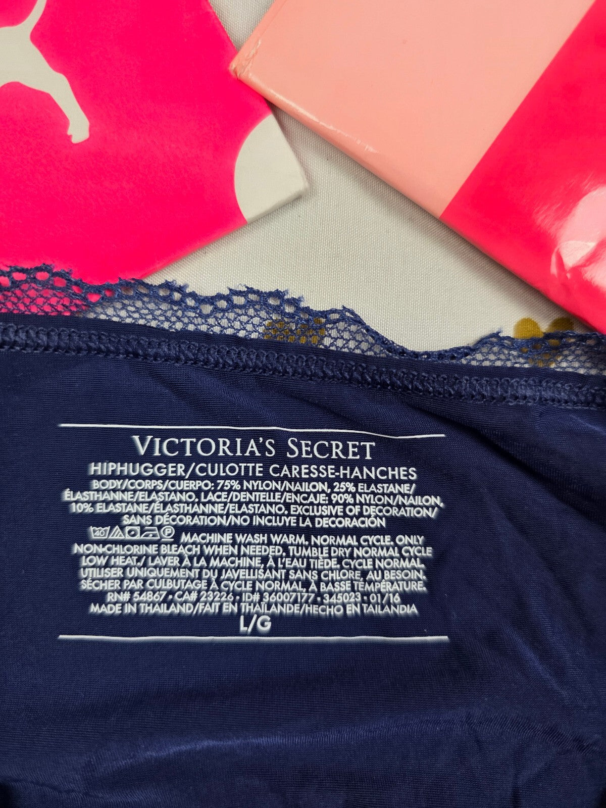 Victorias Secret NEW Nwt Blue Large Satin Hipster Hiphugger Panties