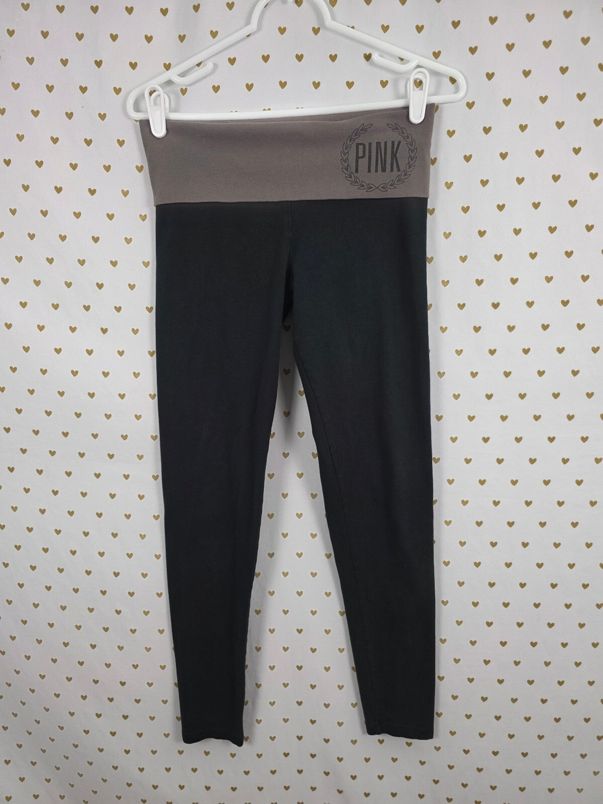 Victorias Secret PINK Grey Crest Vintage Y2k Foldover Yoga Pants Small