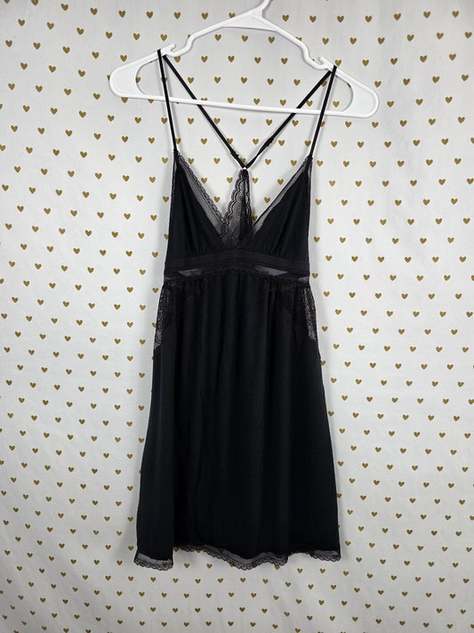 Victorias Secret Super Soft Black Racerback Nightie Lingerie Slip Dress Small