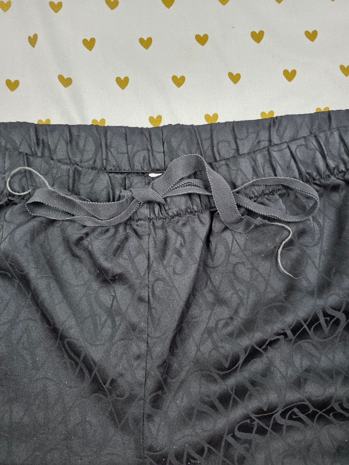 Victorias Secret Black Logo Satin XL  Sleep Shorts Boxers Pajama Bottoms