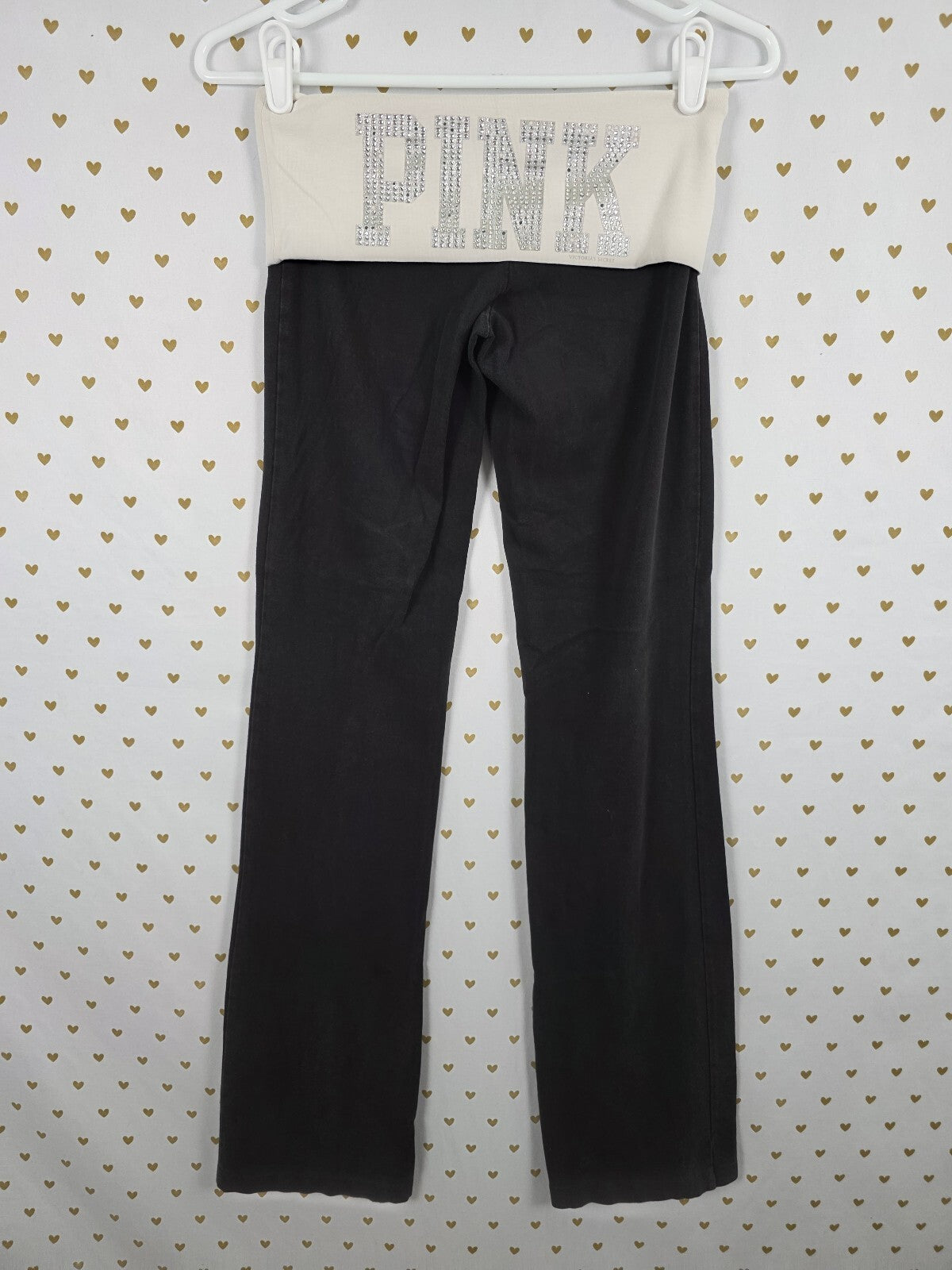 Victorias Secret PINK Bling Y2k Studded Foldover Yoga Pants Flare XS
