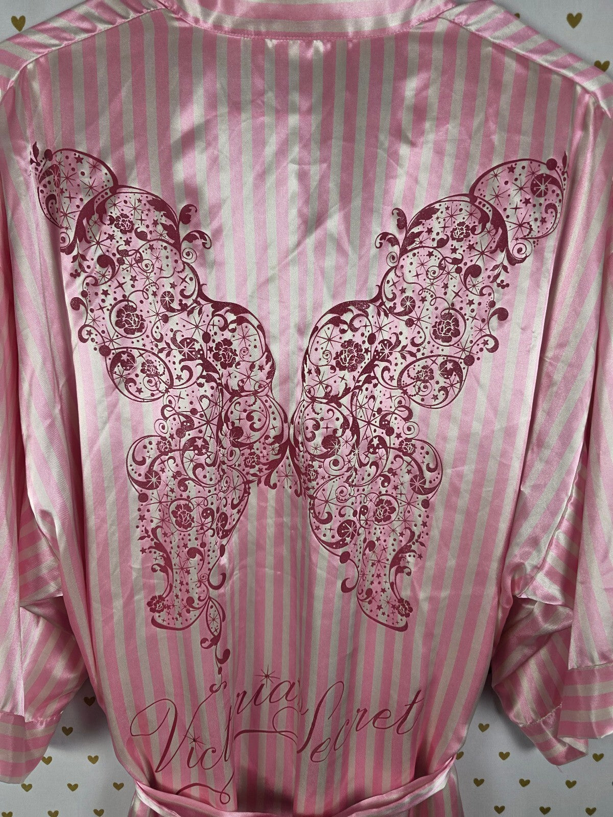 2009 Victoria's Secret Fashion Show Robe Pink Stripe Butterfly Angel Wings OS