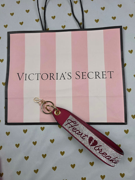 Victoria Secret BLING wristlet strap keychain Rhinestone Handle HEART BREAKER