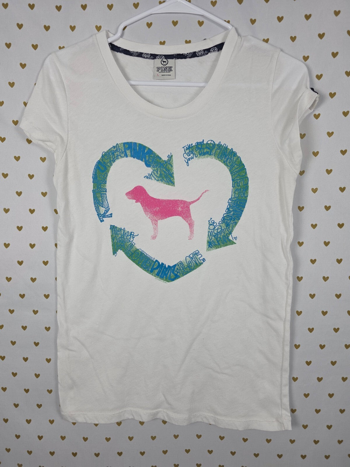 Victorias Secret PINK Vintage Dog RECYCLE Tee shirt Y2K LARGE