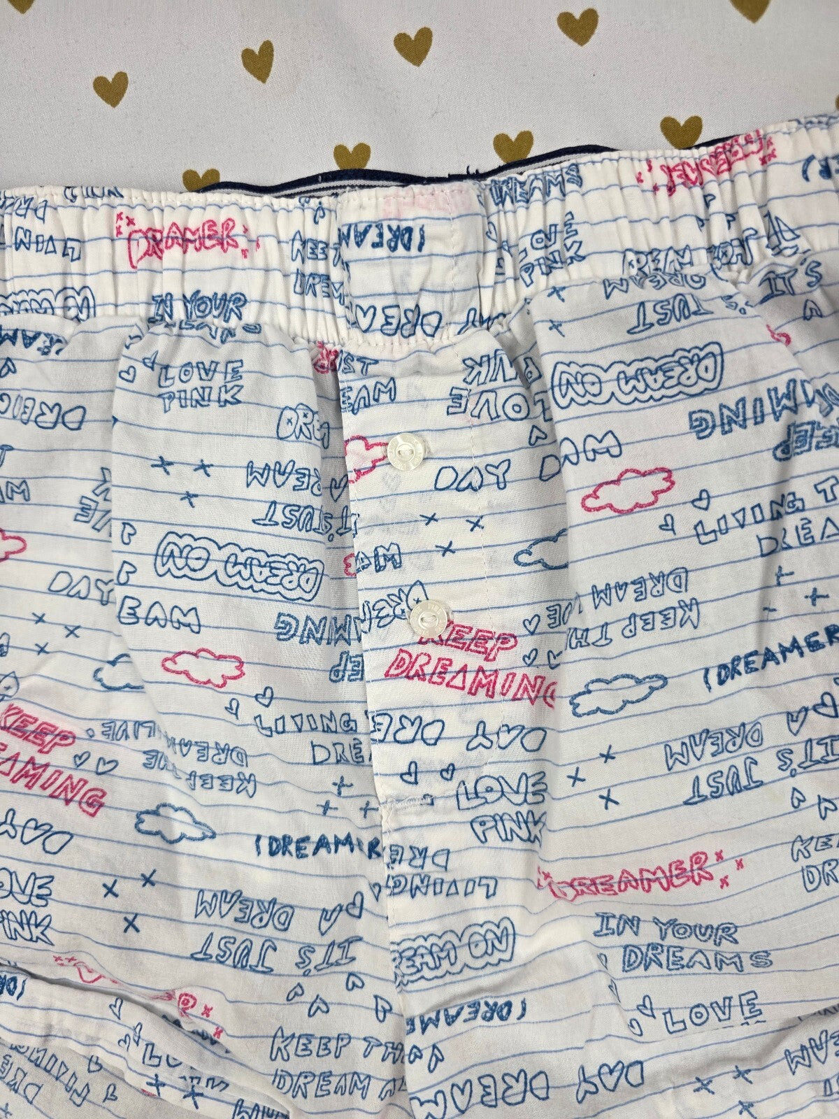 Victoria's Secret PINK Dreamer Sleep Shorts Logo Waist Doodle Print Size S