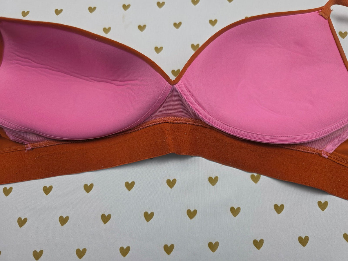 Victorias Secret Pink Burnt Orange Wireless No Wire Bra 36b Push Up