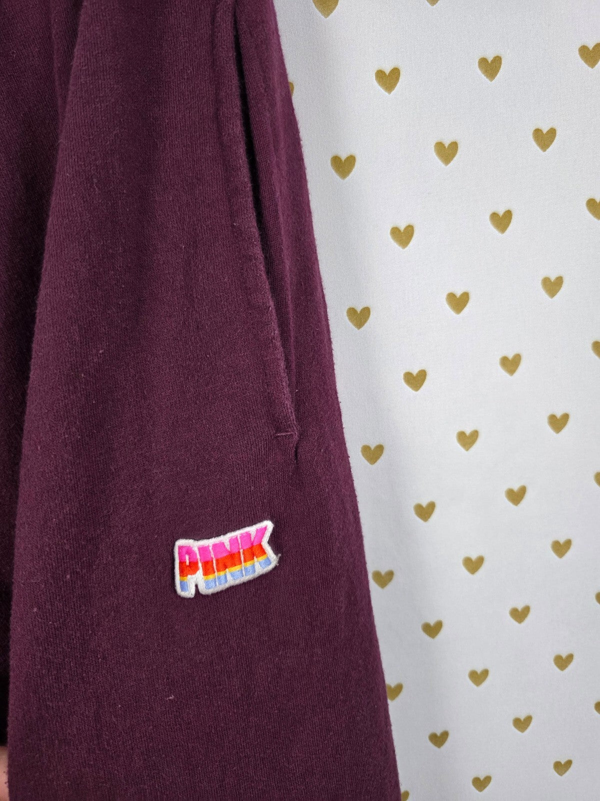 Victorias Secret PINK Maroon Mega Bling Logo Sweats Sweatpants Sequined Large