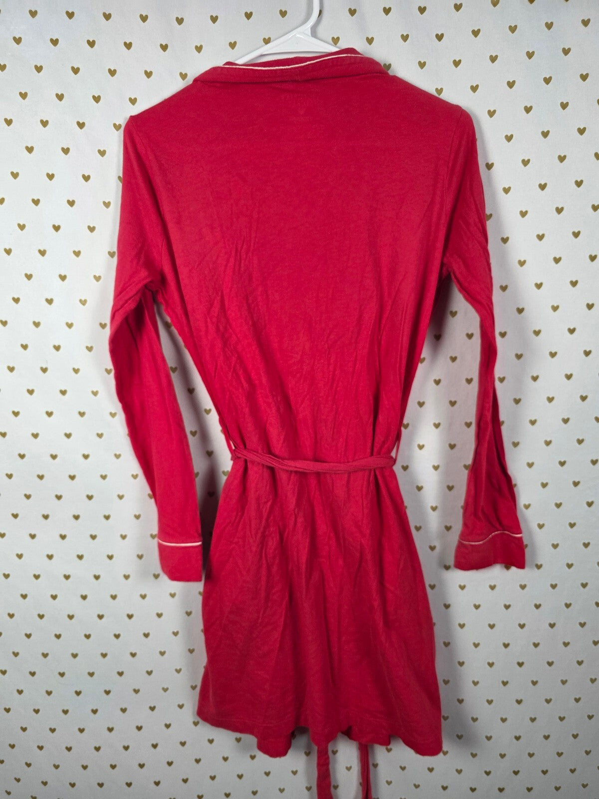 Victorias Secret Red 100% Cotton Vintage Robe Wrap Lounge Small