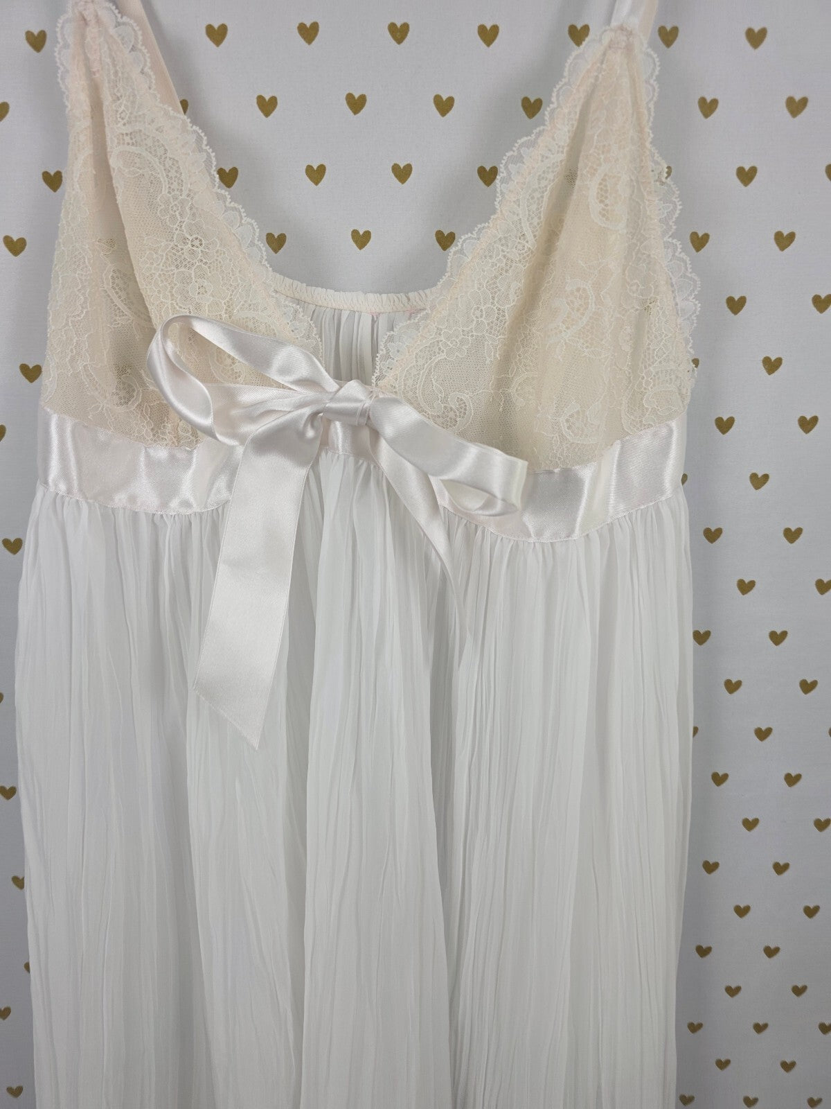Victorias Secret White Flowy Pleated Babydoll Nightie Nightgown Slip Dress XL
