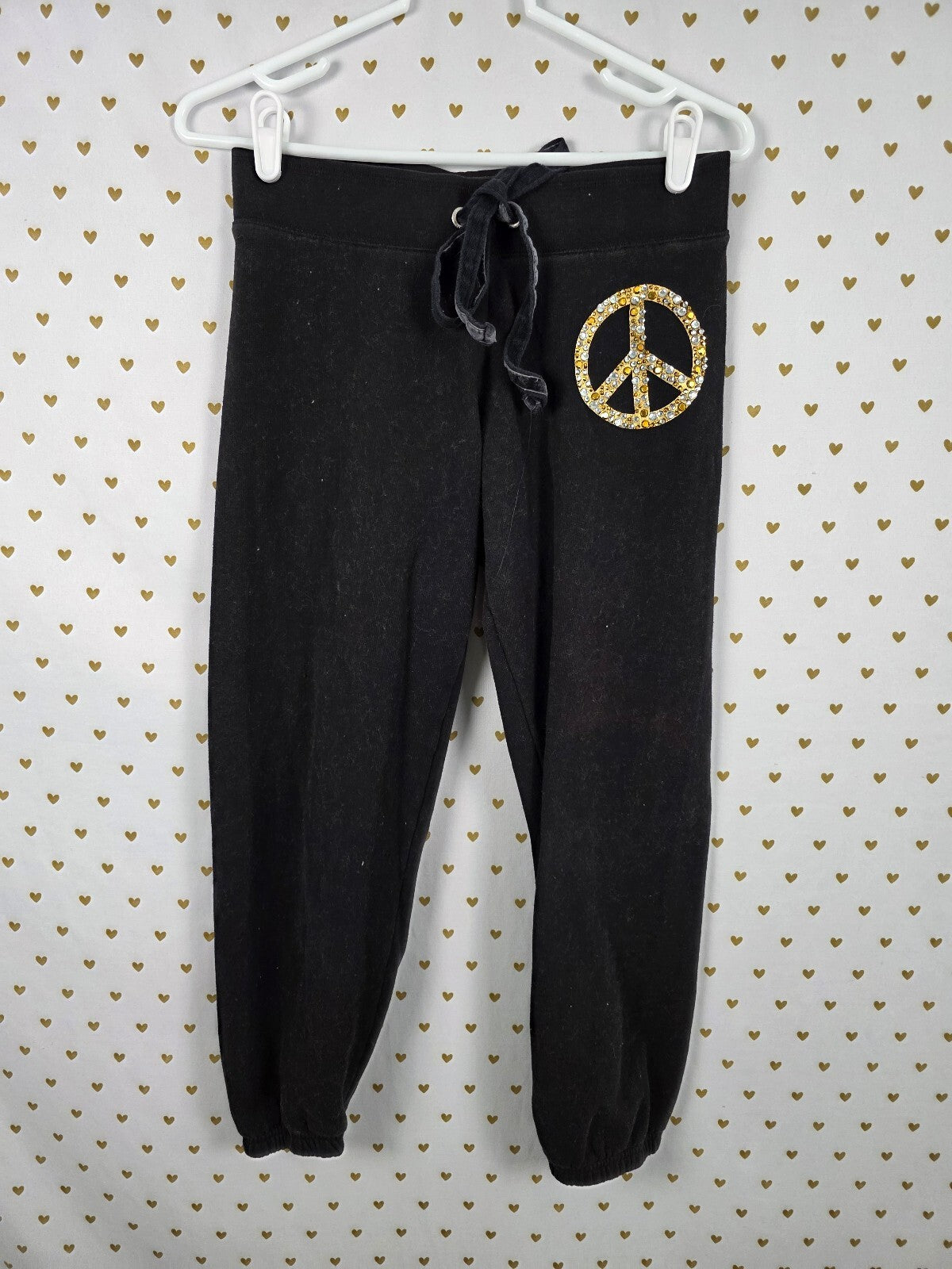 Victorias Secret PINK VINTAGE HTF PEACE BLING Y2k Sweats Sweatpants  XS
