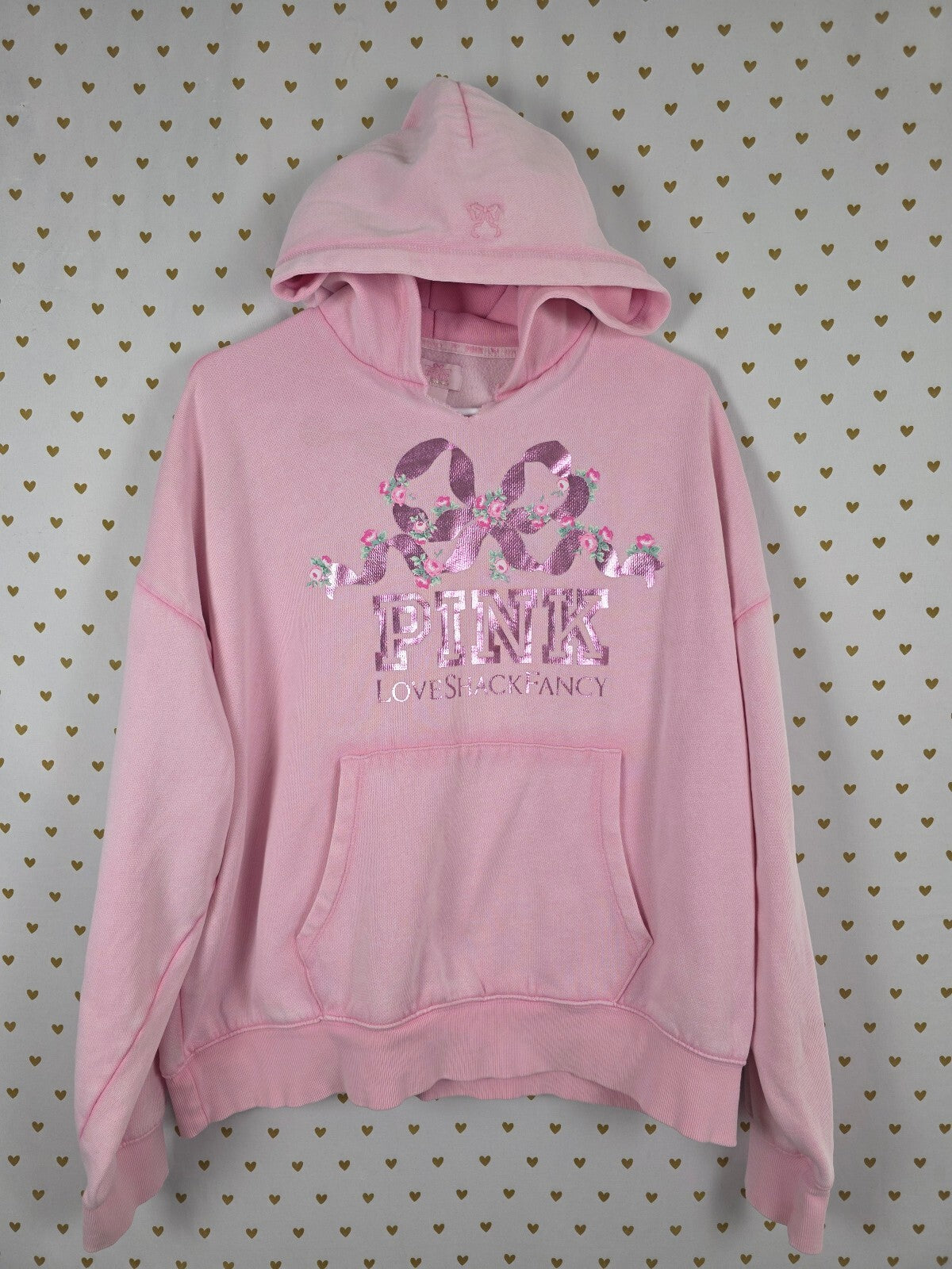 Victorias Secret Pink Loveshackfancy Pullover Hooded Sweater Logo Large