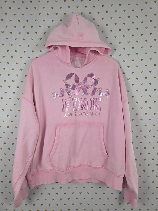 Victorias Secret Pink Loveshackfancy Pullover Hooded Sweater Logo Large