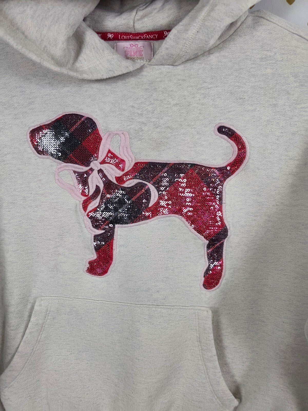 Victorias Secret Pink LOVESHACKFANCY Bling Dog Pullover Sweater XS Sequined