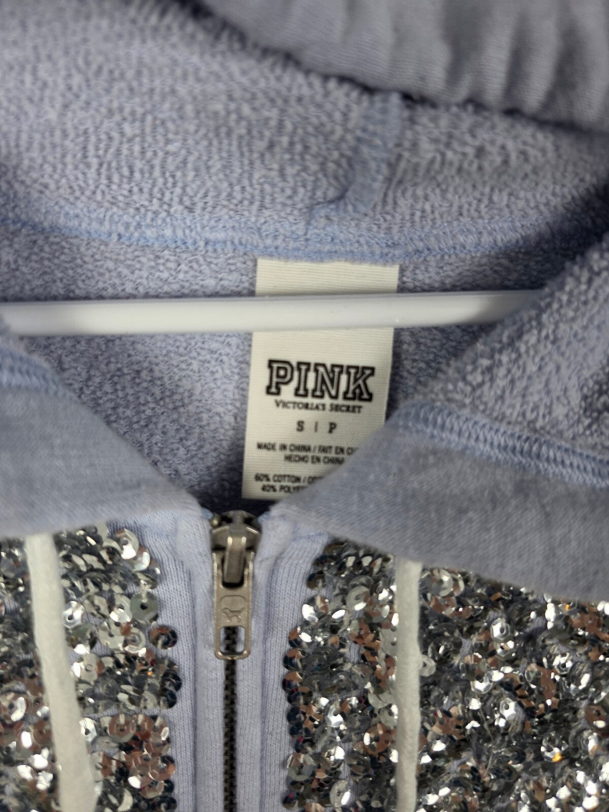 Victorias Secret Pink Bling Sequined Fashion Show Full zip Hoodie Jacket Small