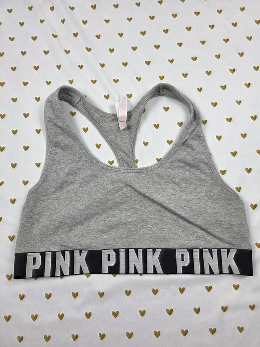 Victorias Secret Pink Grey Sports Bra Large Bralette Bra Top Tank