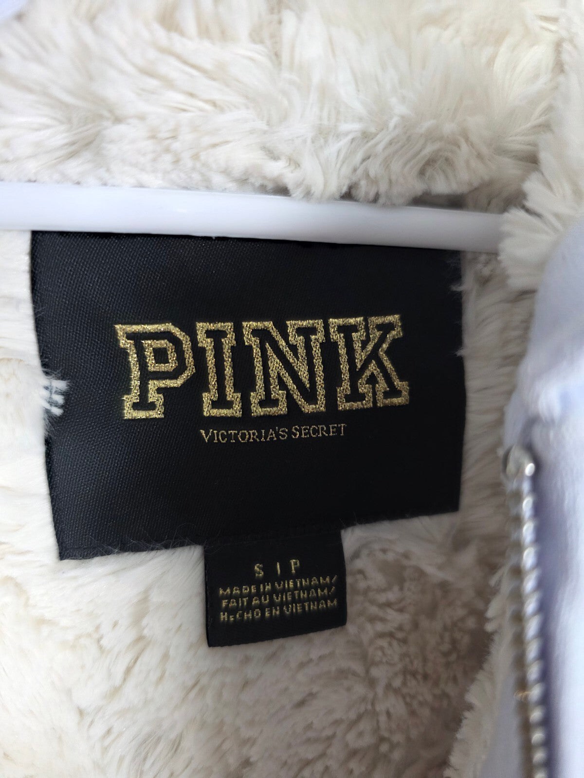 Victoria's Secret PINK Sherpa Lined Full Zip Hoodie Sequin PINK 86 Lavender Sm