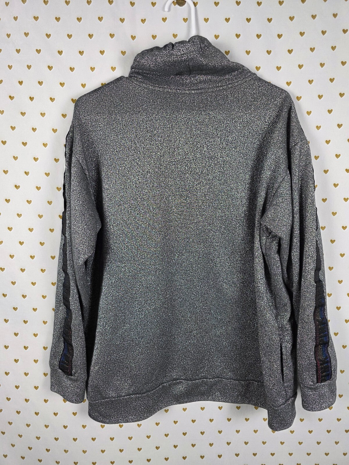 PINK Victoria's Secret Silver Rainbow Hoodie Gold Sequin Flip Large Y2K