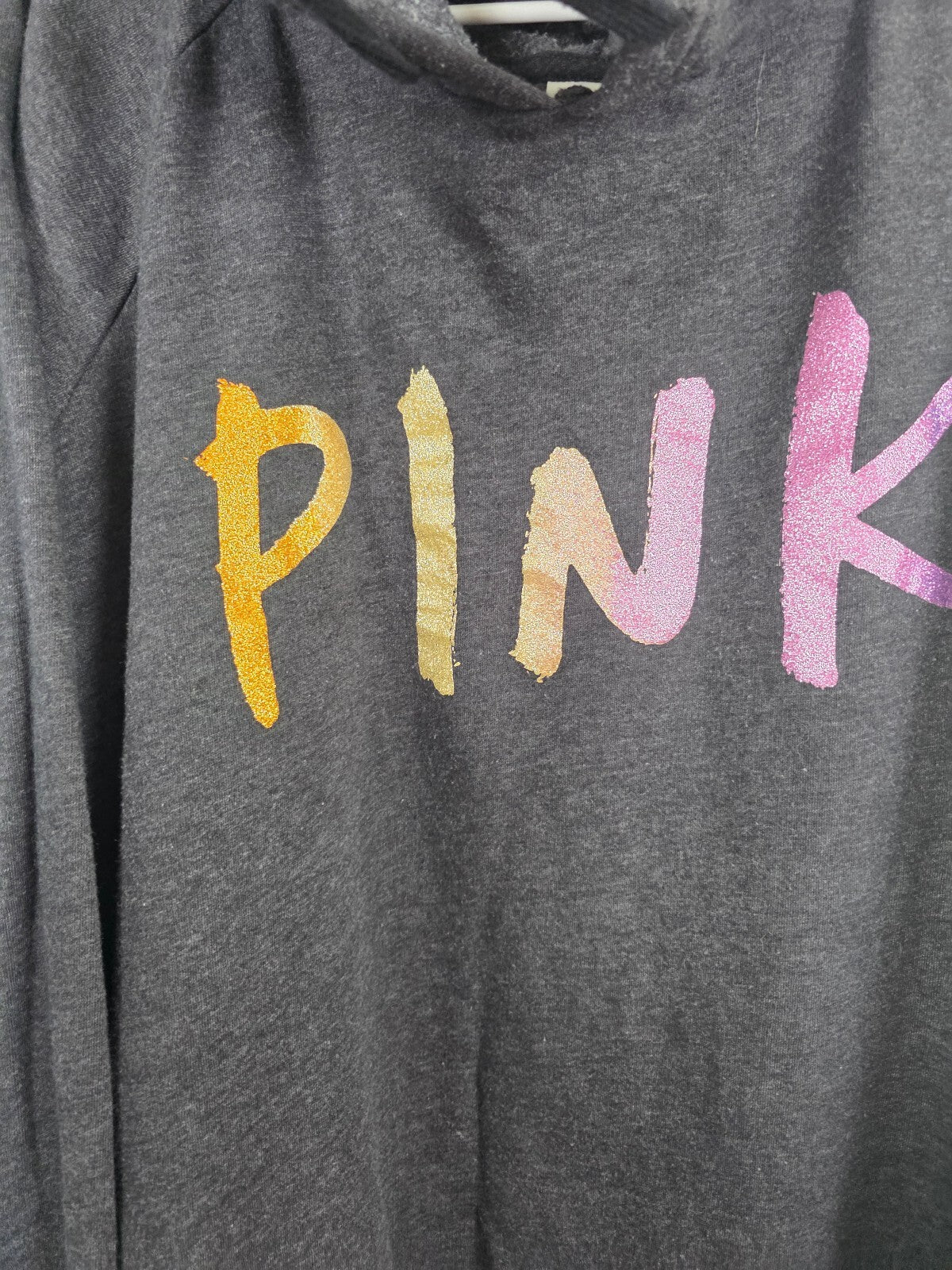 Victorias Secret PINK Glitter Logo OVersized 2XL XXL Sweater Dress Pocket Hooded