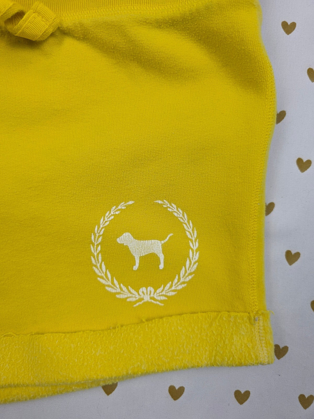 Victorias Secret PINK Vintage Logo Crest Yellow Sweat Shorts y2k MEDIUM2
