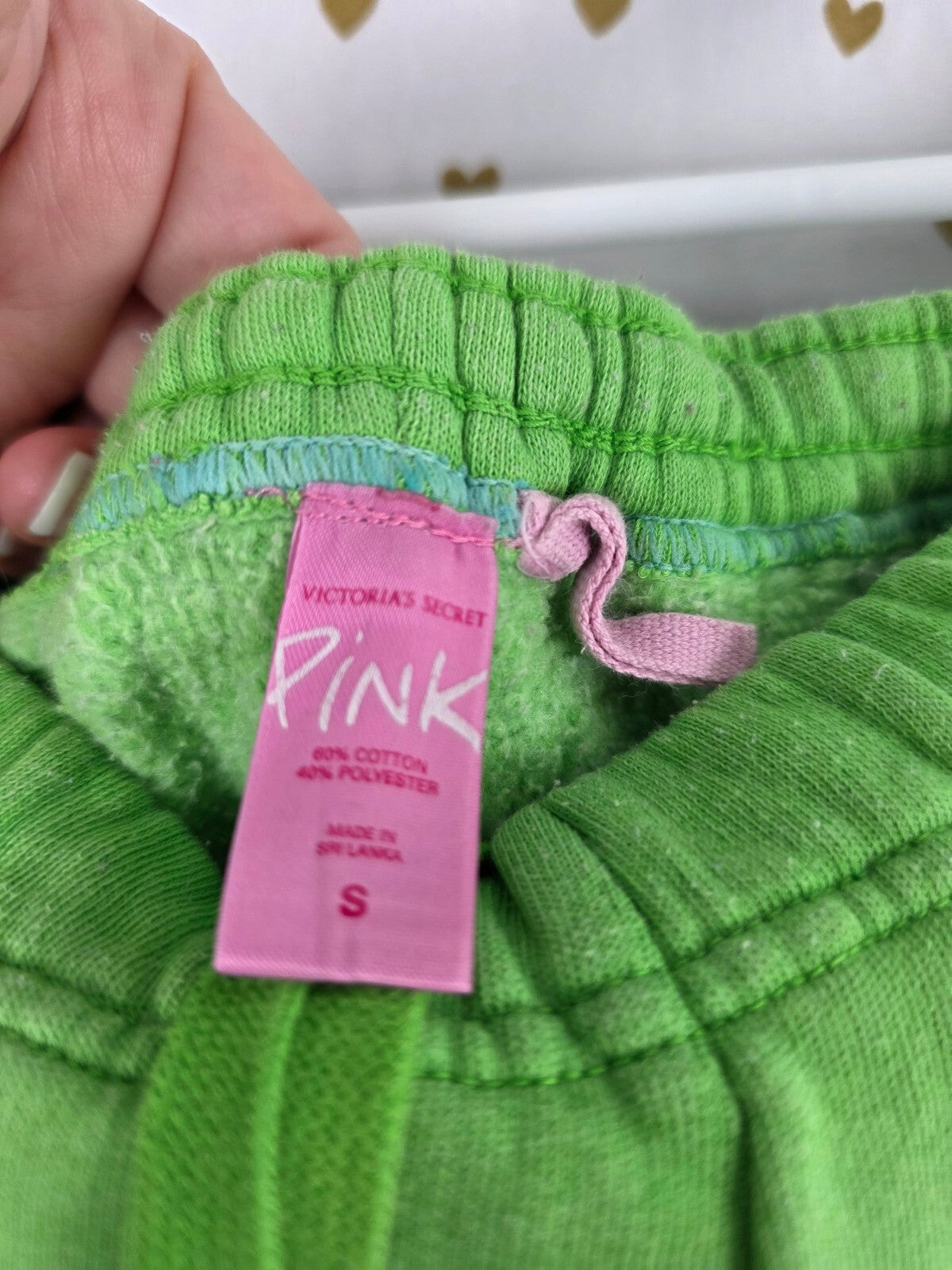 Victorias Secret PINK Vintage Green Logo Y2k Sweats Sweatpants Cotton Sm