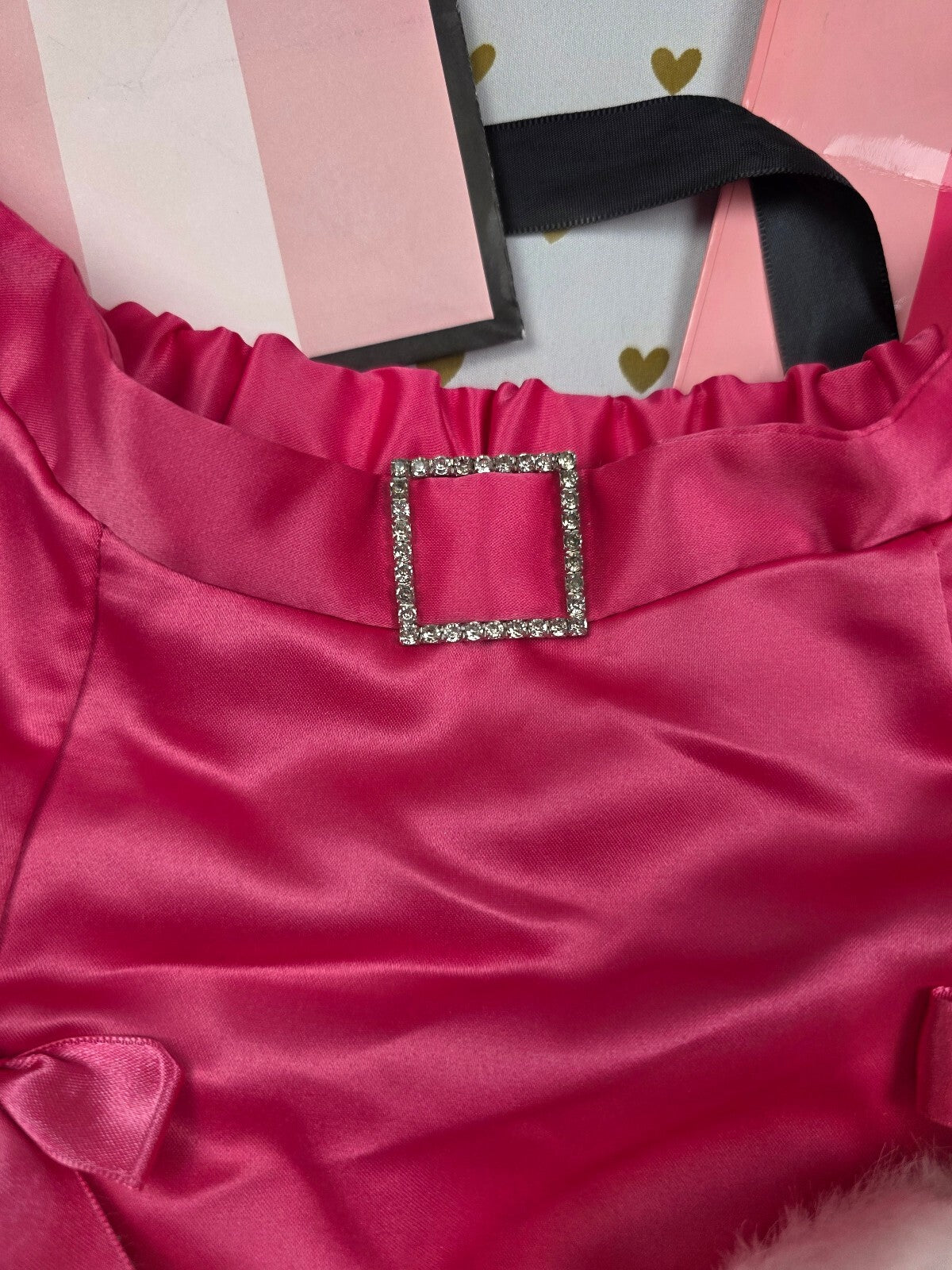Vintage Victoria's Secret Sexy Santa Pink Satin Fur Mini Skirt NWT Y2K