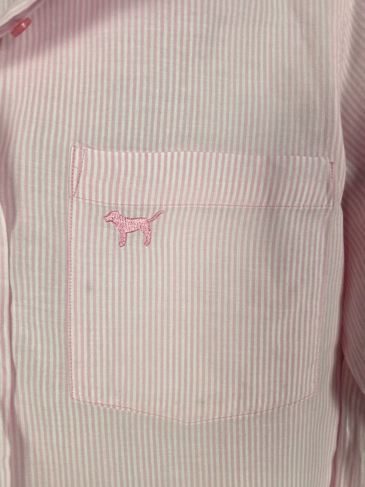 Vintage 2004 Victoria's Secret PINK Sleep Shirt XS Striped Dog Logo Y2K