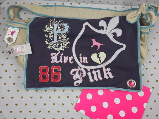 RARE Victoria's Secret PINK Live In Pink 86 Messenger Bag Canvas Crossbody HTF