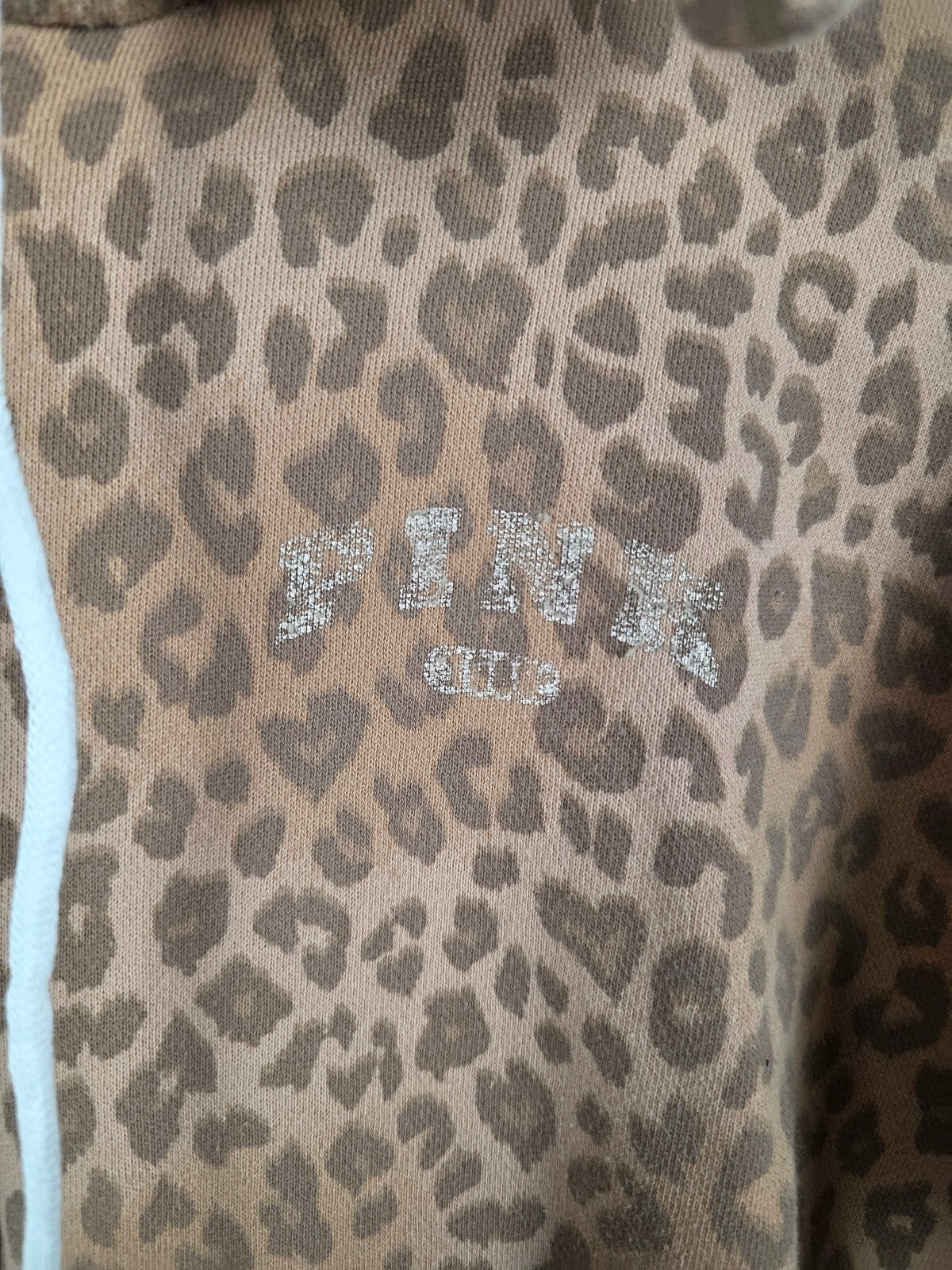 Victoria’s Secret PINK Leopard Cheetah 1986 Metallic BLING Half Zip Hoodie M
