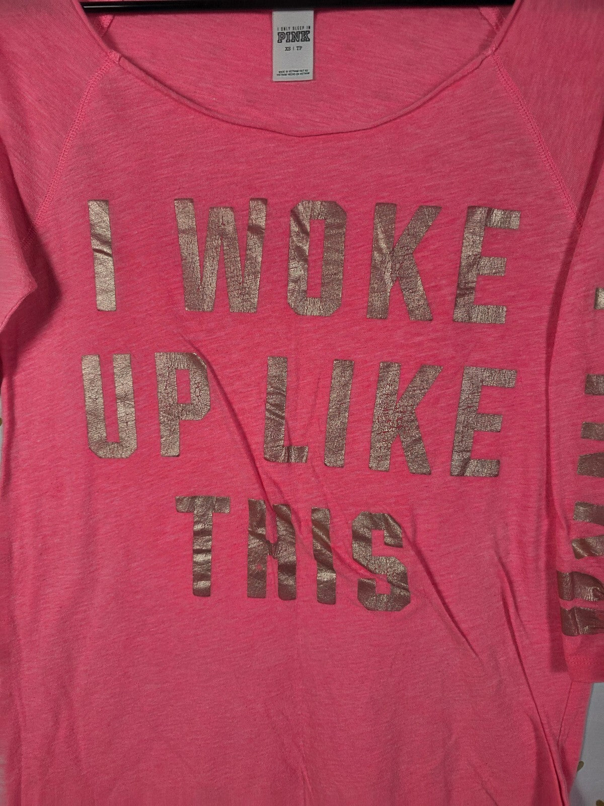 Victorias Secret PInk I WOKE UP LIKE THIS Nightgown Sleep Shirt XS