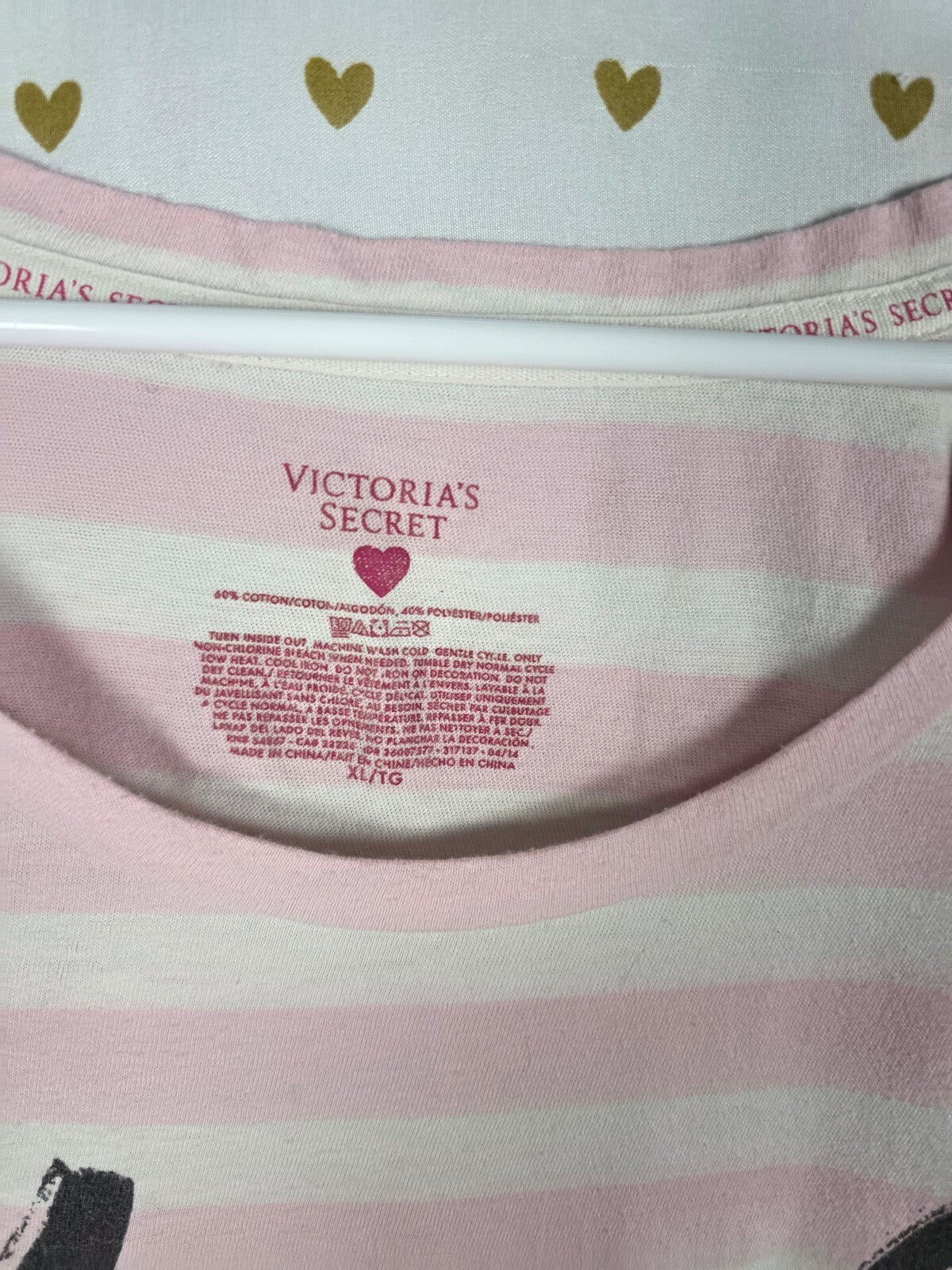 Victorias Secret Striped Pink ANGEL Sleep Shirt nightgown Pajama XL