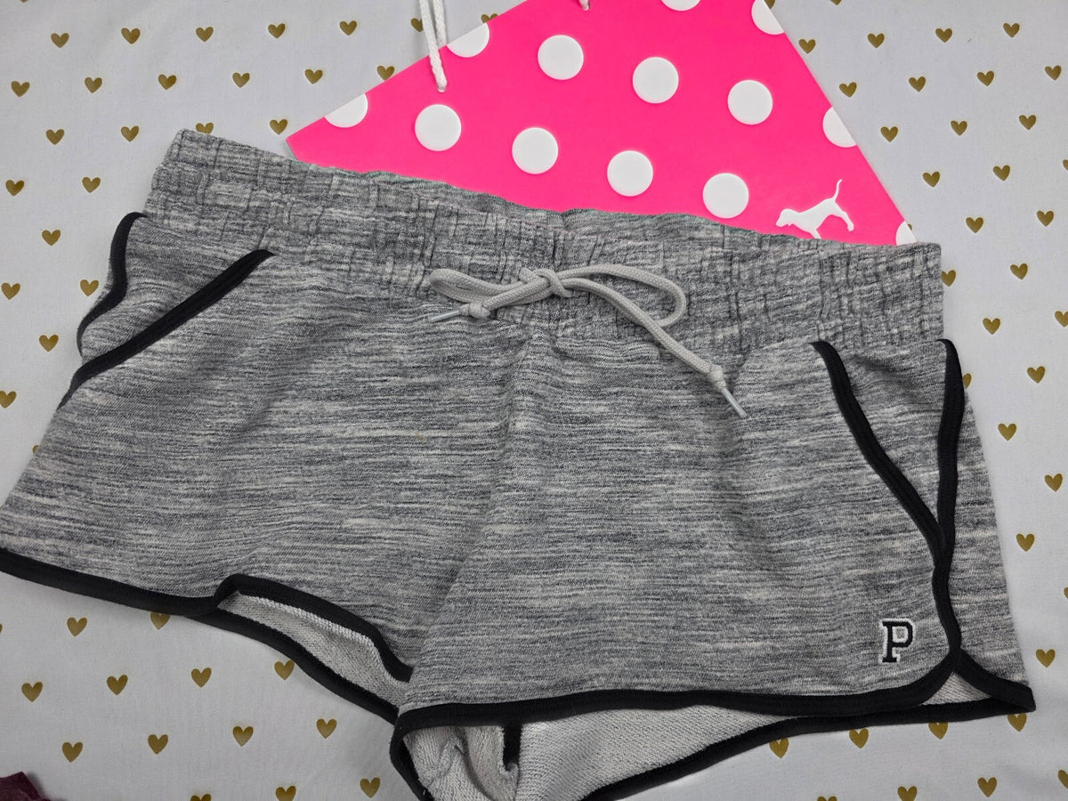 Victorias Secret PINK Grey Short Sweat Shorts Pockets LARGE