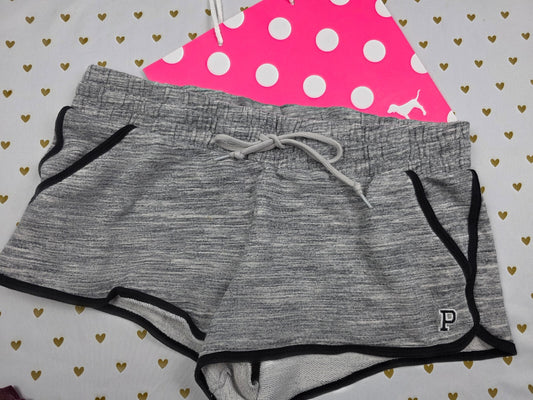 Victorias Secret PINK Grey Short Sweat Shorts Pockets LARGE