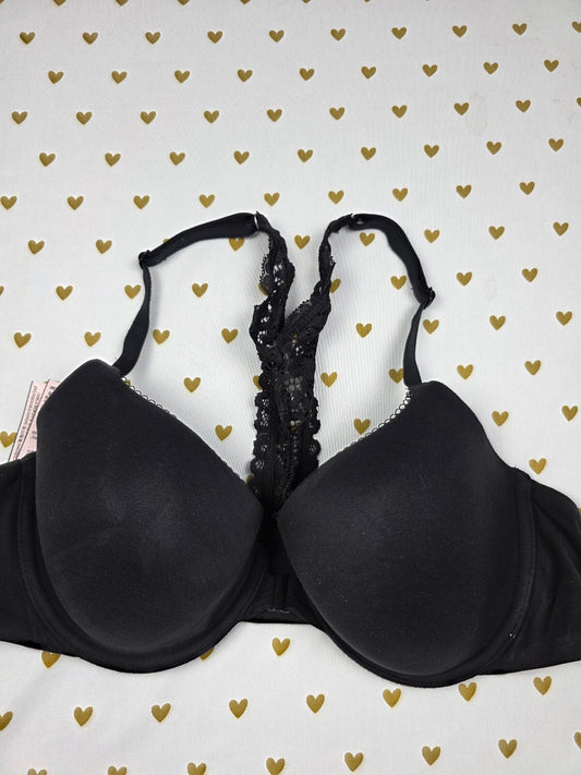 Victorias Secret Black Front Close racerback Bra 36C Lined demi