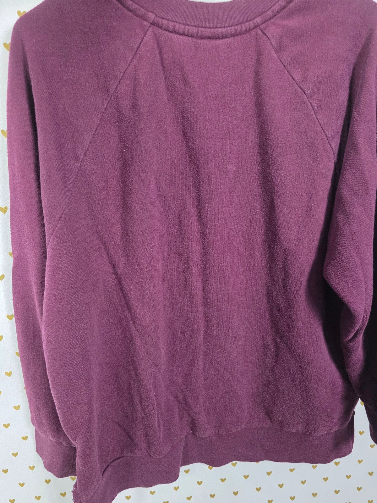 Victorias Secret Pink Bling Rhinestone studded Logo sweater crew Maroon SMALL