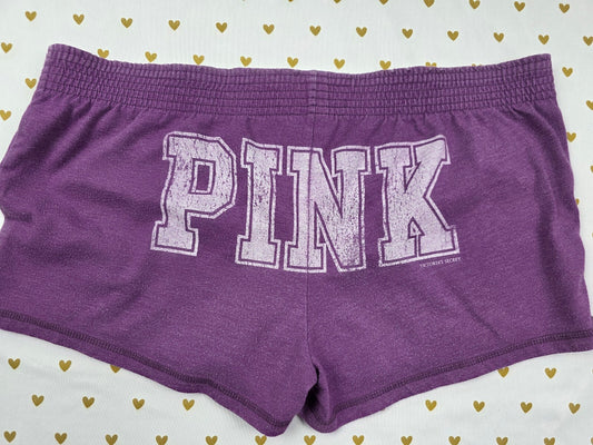 Victorias Secret PINK Purple Vintage Y2k Logo Butt Shorts Sweat Small