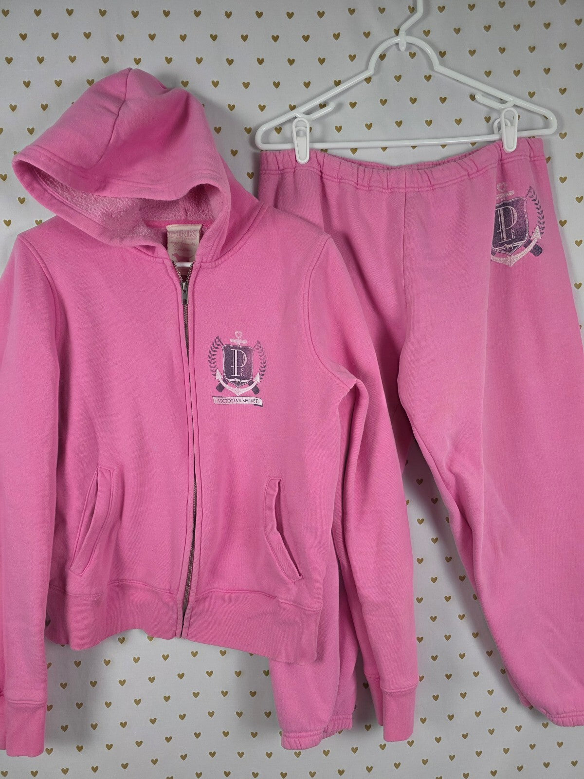 Victorias Secret Pink GOOD SHIP Vintage y2k SET Hoodie Jacket Sweats MEDIUM L